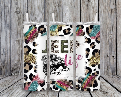 Skinny Tumbler - Leopard Jeep Life