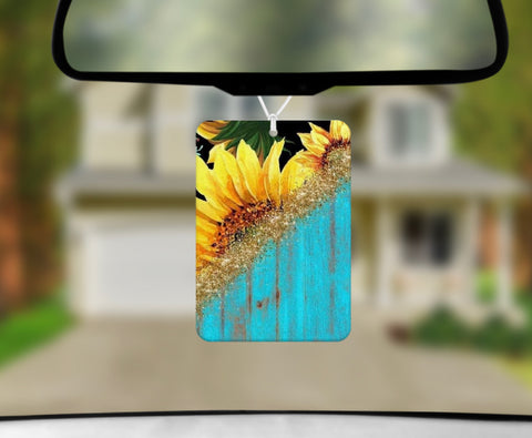 Car Freshener - Sunflower w/ Blue Wood
