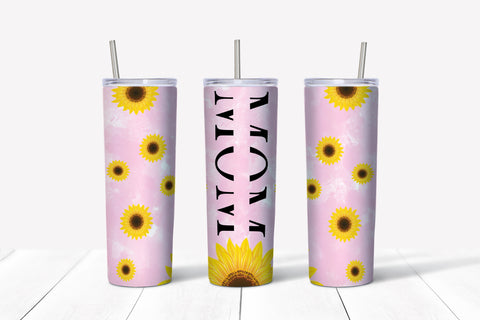 Skinny Tumbler - Mom Pink With Sunflowers