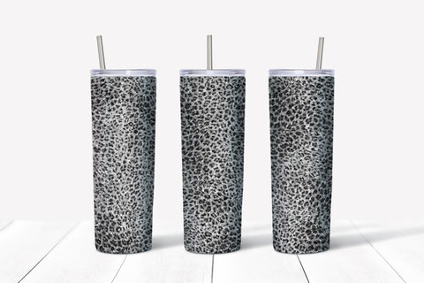 Skinny Tumbler - Silver Leopard