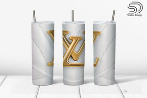 Skinny Tumbler - White With Gold Louis