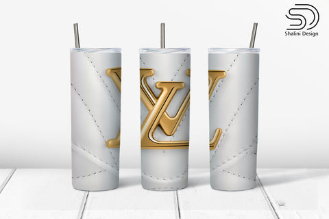 Skinny Tumbler - White With Gold Louis