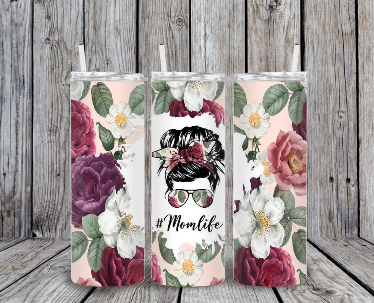 Skinny Tumbler - Floral Mom Life