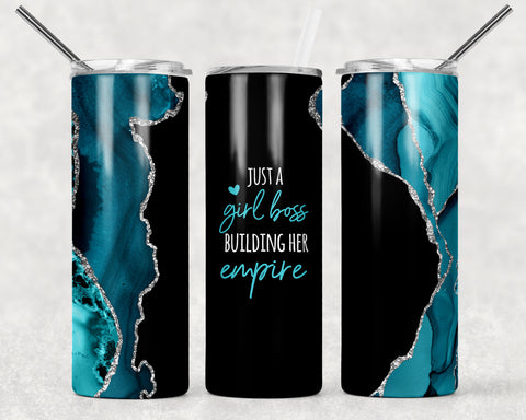 Skinny Tumbler - Girl Boss Black Back Blue Sides