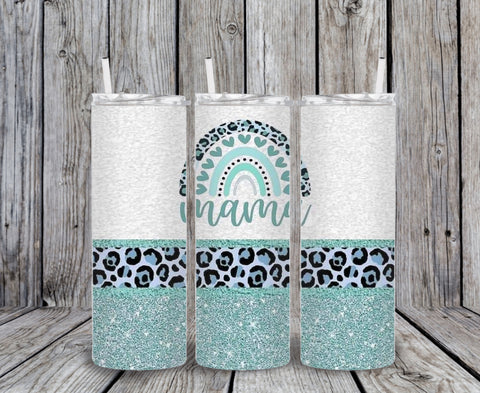 Skinny Tumbler - Teal Mama Rainbow