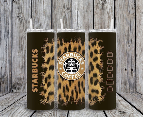 Skinny Tumbler - Black Starbs Leopard