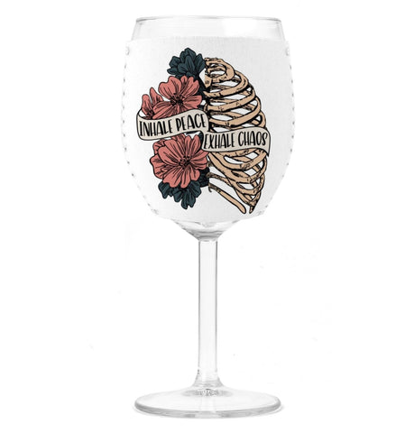 Wine Koozie - Inhale Peace, Exhale Chaos