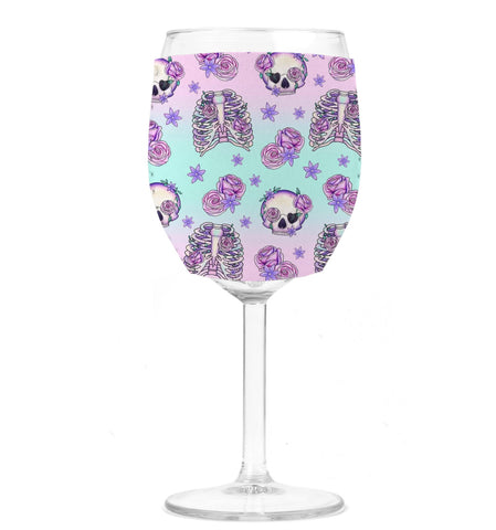 Wine Koozie - Skull Floral
