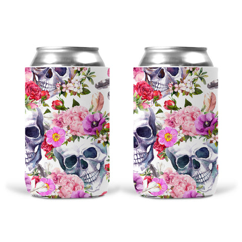Can Koozie - Floral Skull Pattern