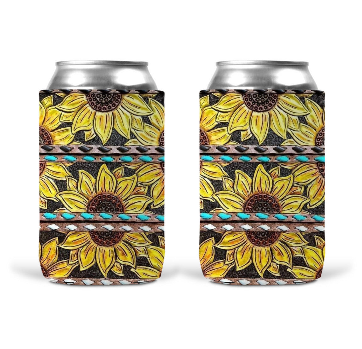 Can Koozie - Sunflower Leather Look