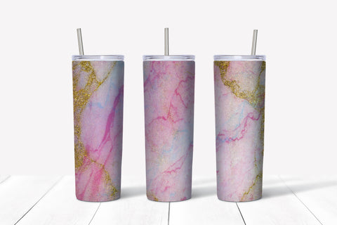 Skinny Tumbler - Pink/Gold Marble