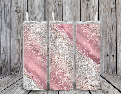 Skinny Tumbler - Pink Epoxy Sparkle