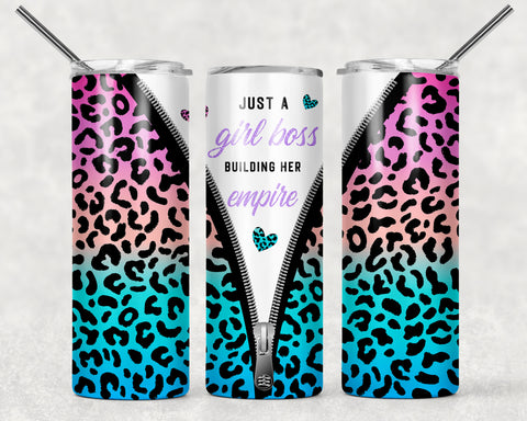 Skinny Tumbler - Zipper Girl Boss Leopard