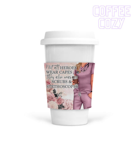 Coffee Cozy - Scrubs & Stethoscopes