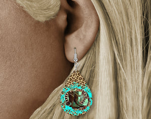 Teardrop Earring -leopard/teal boots