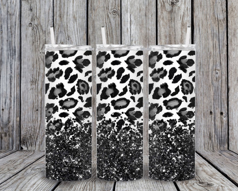 Skinny Tumbler -Black Leopard Black Speckle