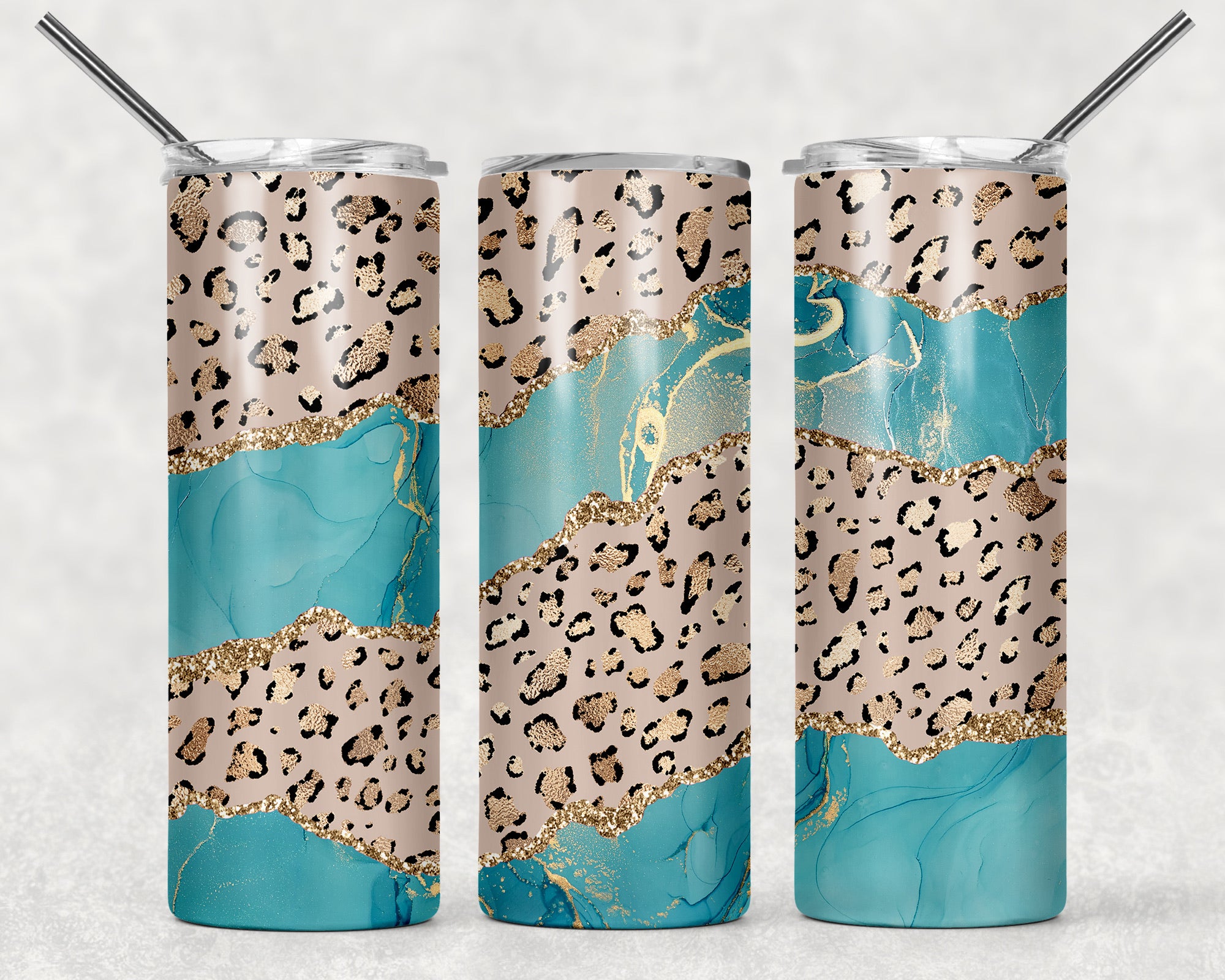 Skinny Tumbler - Leopard Blue Marble