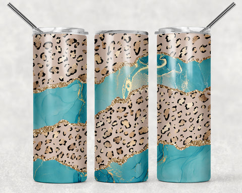 Skinny Tumbler - Leopard Blue Marble