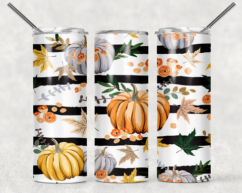 Skinny Tumbler - Pumpkin Black Lines