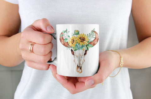 Floral Bull Head Mug