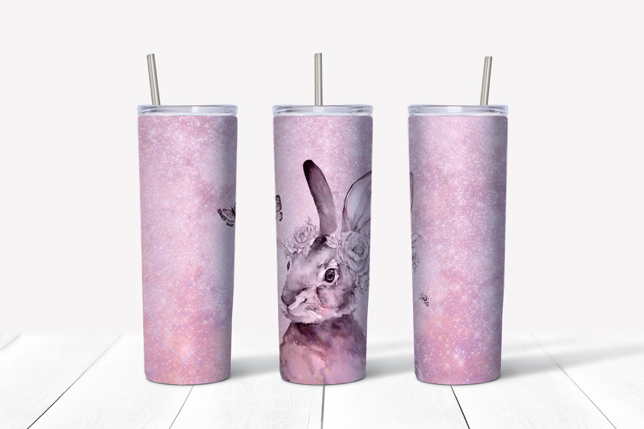 Skinny Tumbler - Pink Bunny