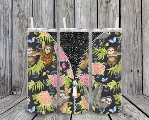 Skinny Tumbler - Sloth Zipper