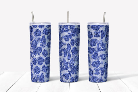 Skinny Tumbler - Blue Cheetah Sparkle