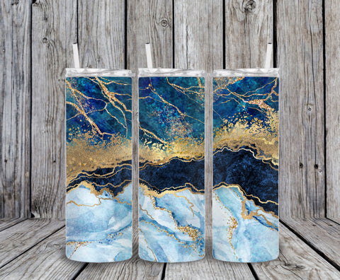 Skinny Tumbler -Marble Gold lines