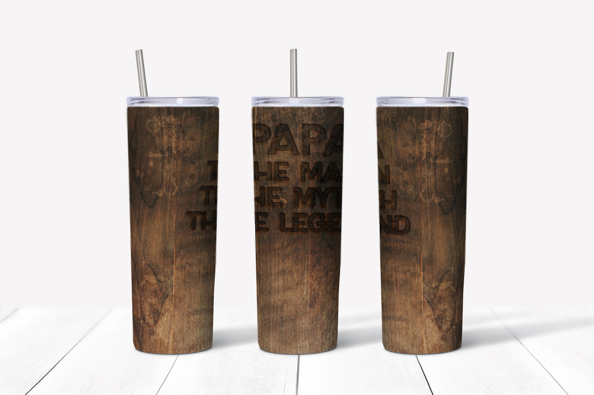 Skinny Tumbler - Papa Wood Back