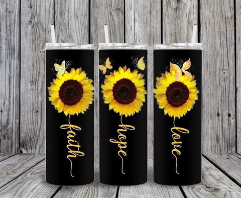 Skinny Tumbler - Sunflower Love Hope Faith
