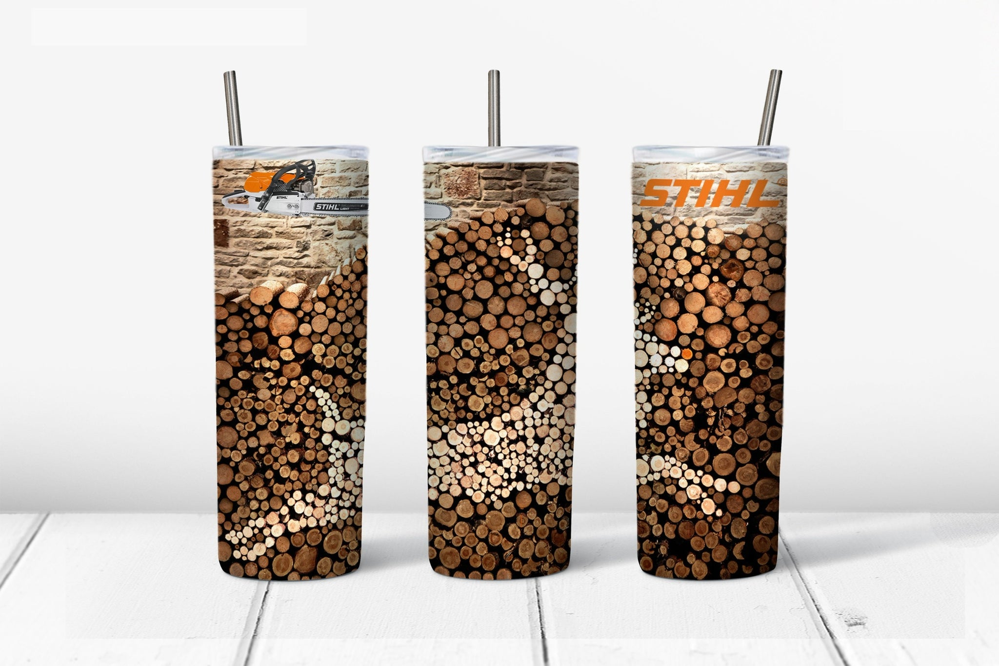 Skinny Tumbler - Chainsaw Wood Pile Buck