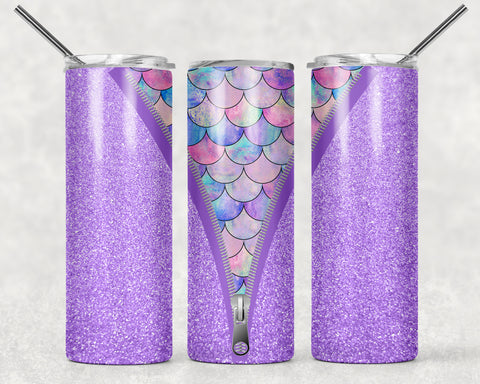 Skinny Tumbler - Zipper Purple Mermaid