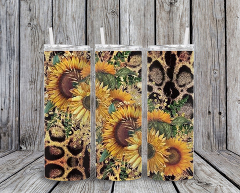 Skinny Tumbler - Cheetah Sunflower