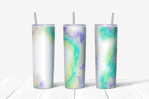 Skinny Tumbler -Marble White Purple Teal