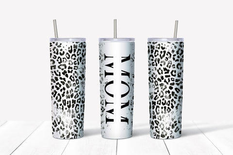 Skinny Tumbler - Mom White Leopard
