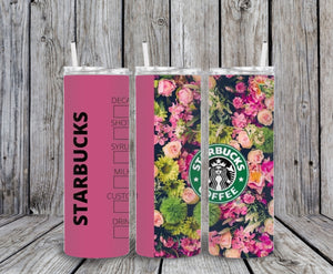 Skinny Tumbler - Starbs Pink/Floral
