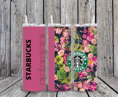 Skinny Tumbler - Starbs Pink/Floral