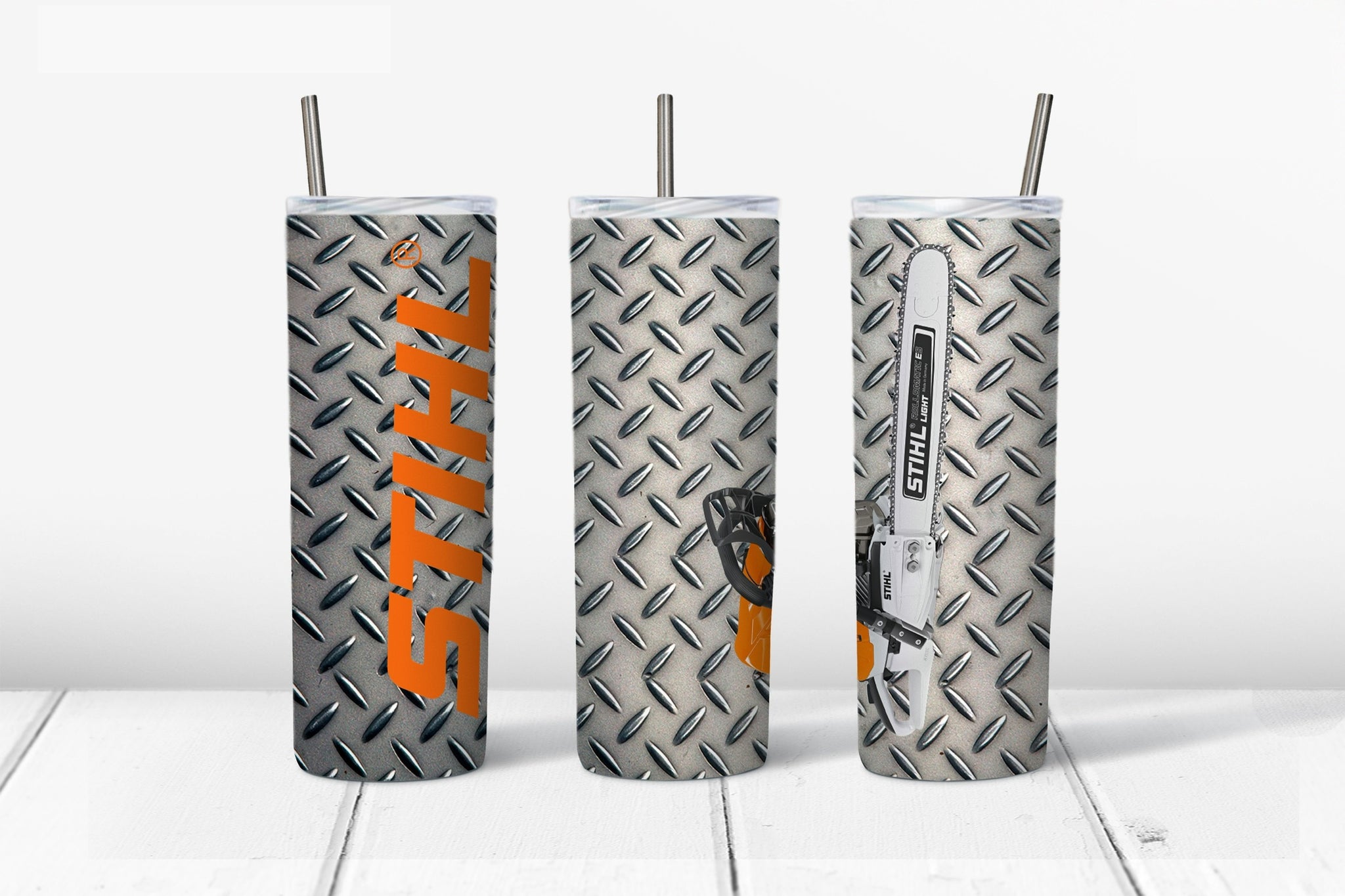 Skinny Tumbler - Chain Saw S Checker Light