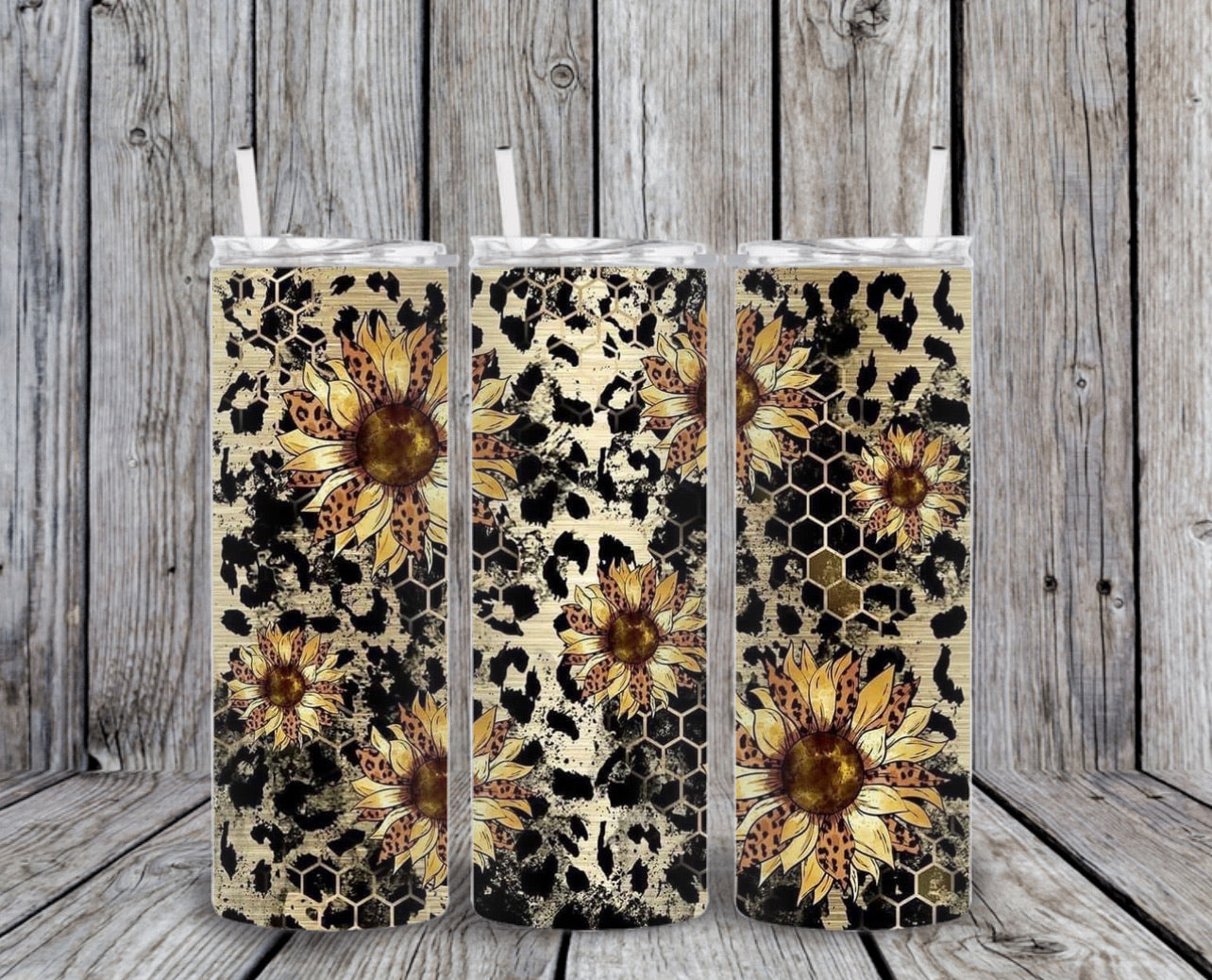 Skinny Tumbler - Cheetah Sunflower