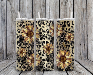 Skinny Tumbler - Cheetah Sunflower