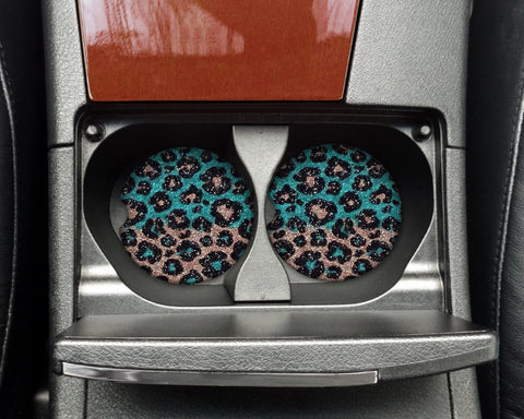 Car Coaster - Teal Cheetah Fade