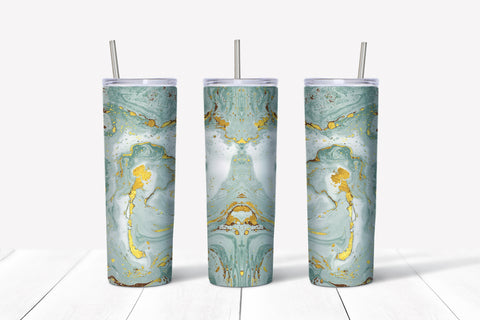 Skinny Tumbler - Marble  Greenish/Grey & Gold