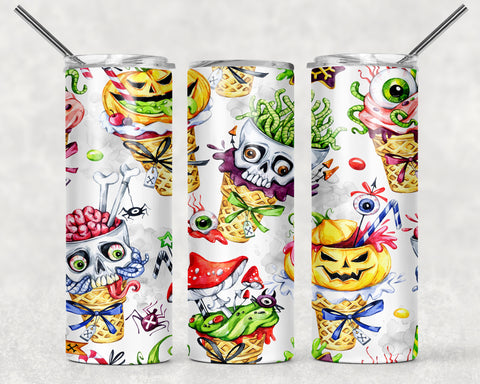 Skinny Tumbler - Pumpkin Skull Ice Cream Cones