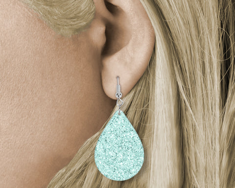Teardrop Earring - green sparkle