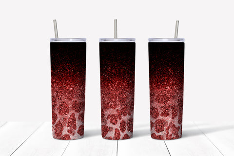 Skinny Tumbler - Red/Black Cheetah Fade