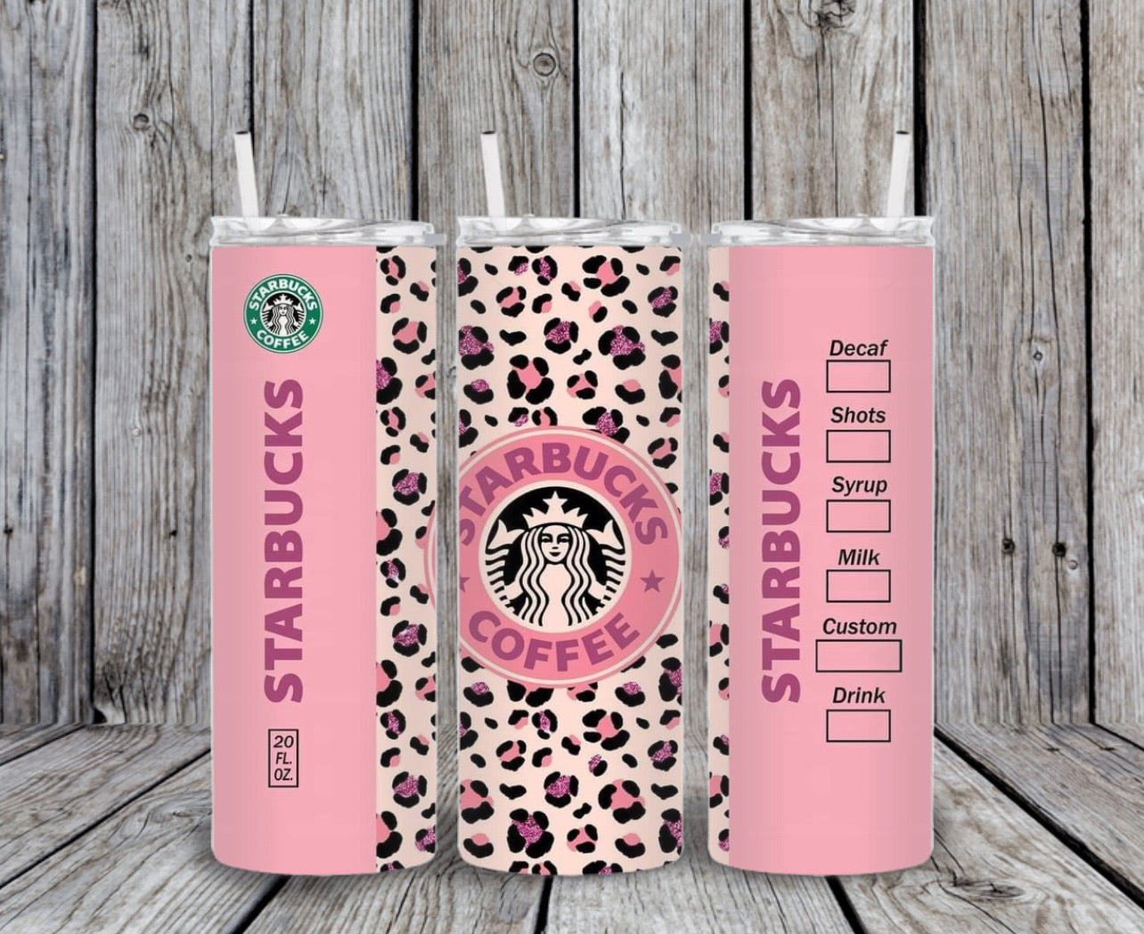 Skinny Tumbler - Starbs Pink Leopard