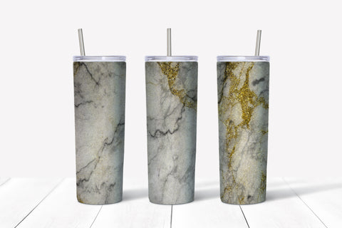 Skinny Tumbler - Marble Gold/Black Lines