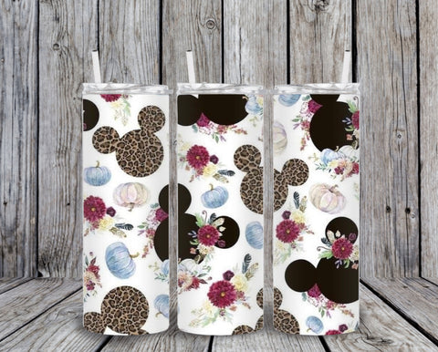 Skinny Tumbler - Mickey Flowers