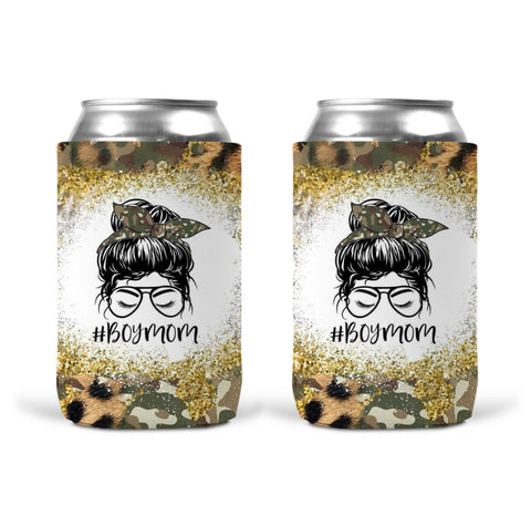 Can Koozie - Boy Mom Camo & Glitter
