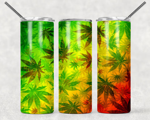 Skinny Tumbler -Cannabis Leaves